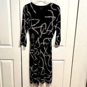 Ann Taylor Factory Black Dress with White Chain Design Size L